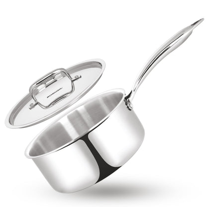 Borosil Cookfresh Triply Saucepan w Lid (Steel Handle), 1.7L/16cm