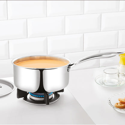 Borosil Cookfresh Triply Saucepan w Lid (Steel Handle), 1.7L/16cm