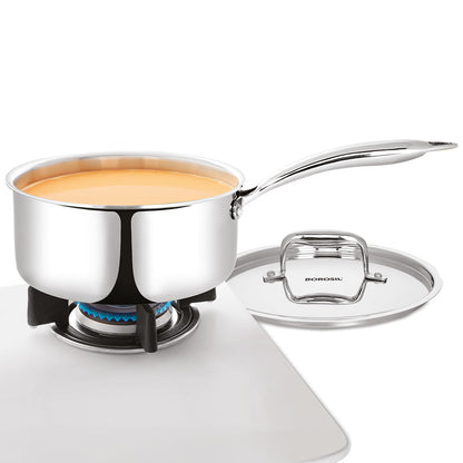 Borosil Cookfresh Triply Saucepan w Lid (Steel Handle), 2.7L/20cm