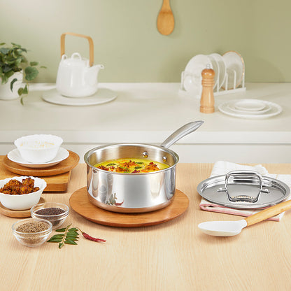 Borosil Cookfresh Triply Saucepan w Lid (Steel Handle), 2.7L/20cm