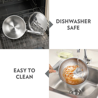 Borosil Cookfresh SS Tri-ply Wok with Lid, 1.75L/20cm