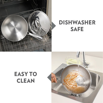 Borosil Cookfresh SS Tri-ply Wok with Lid, 2.25L/22cm