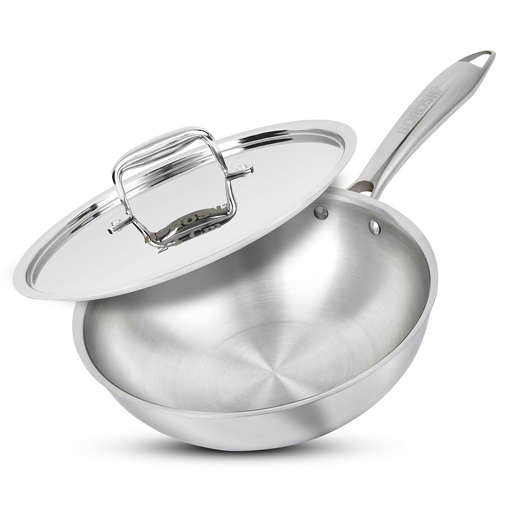 Cookfresh Stainless Steel Triply Wok with Lid