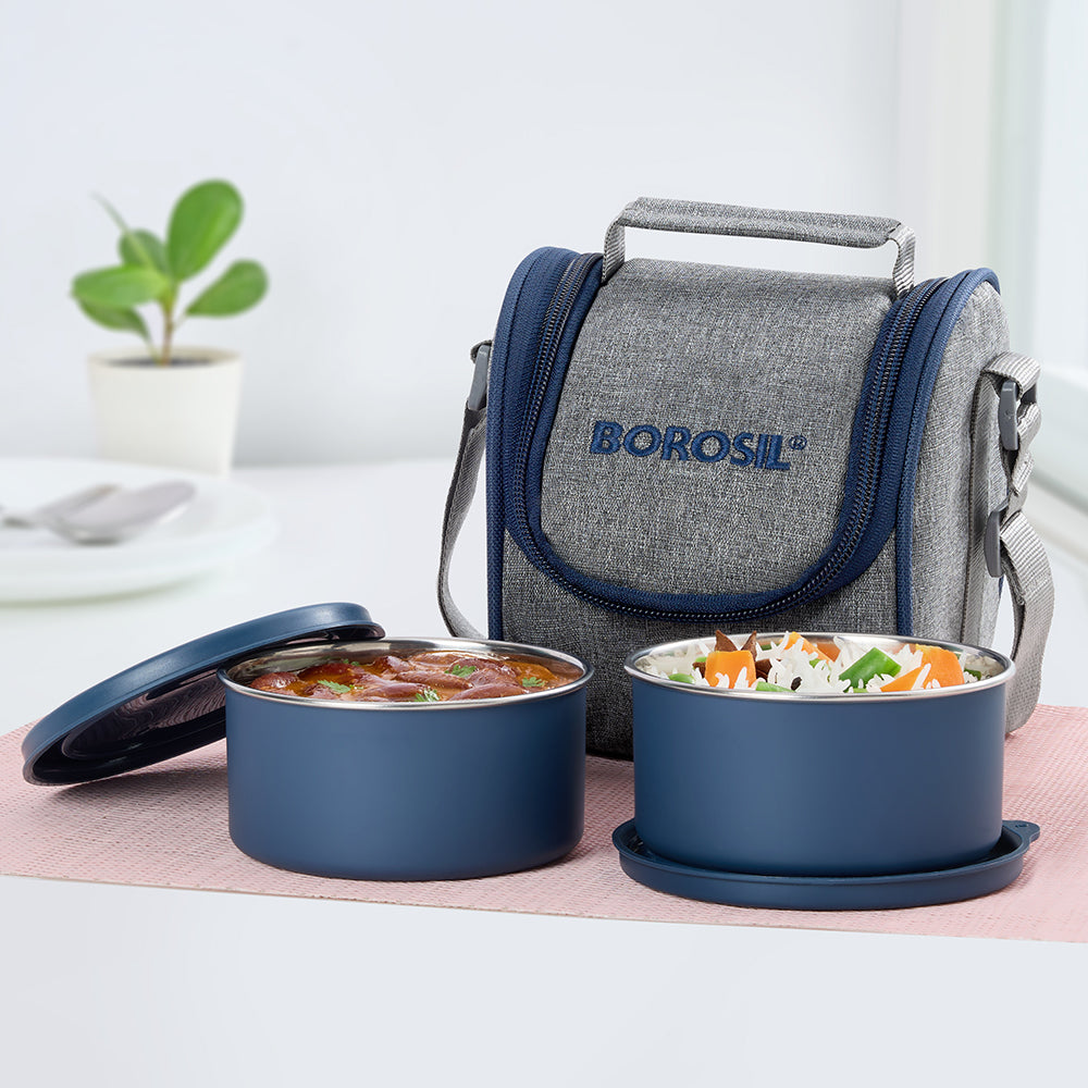 Carrymore Microwavable Round Stainless Steel Lunch Box