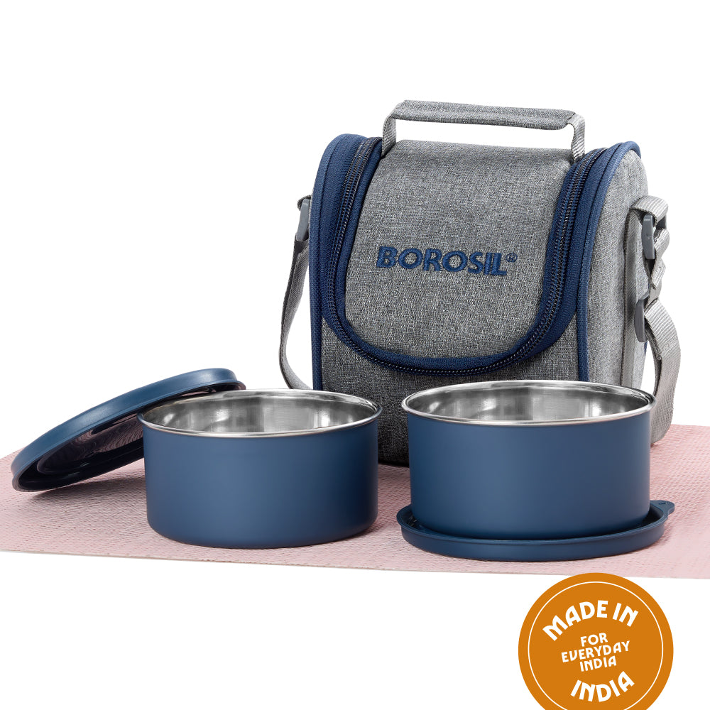 Carrymore Microwavable Round Stainless Steel Lunch Box