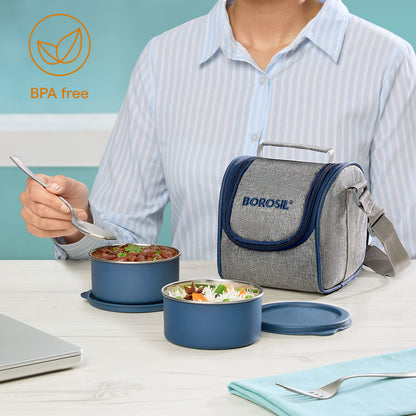 Carrymore Microwavable Round Stainless Steel Lunch Box