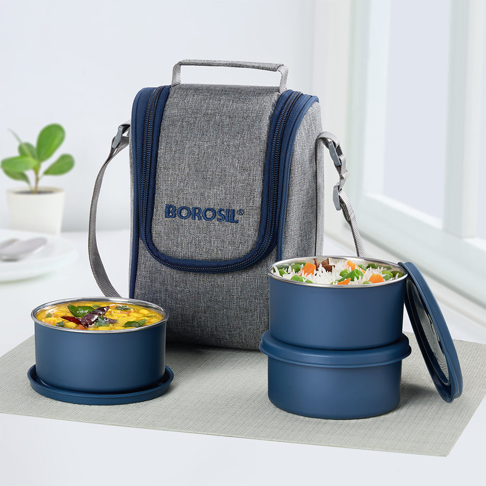 Carrymore Microwave Safe Round Stainless Steel Lunch Box