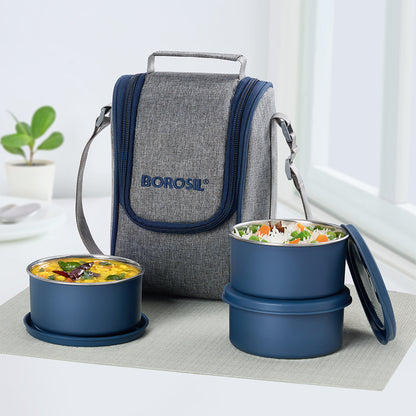 Carrymore Microwave Safe Round Stainless Steel Lunch Box