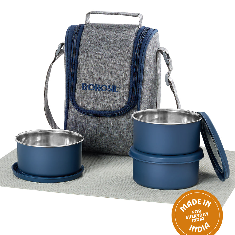 Carrymore Microwave Safe Round Stainless Steel Lunch Box