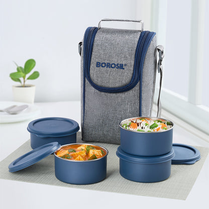 Carrymore Microwavable Round Stainless Steel Lunch Box