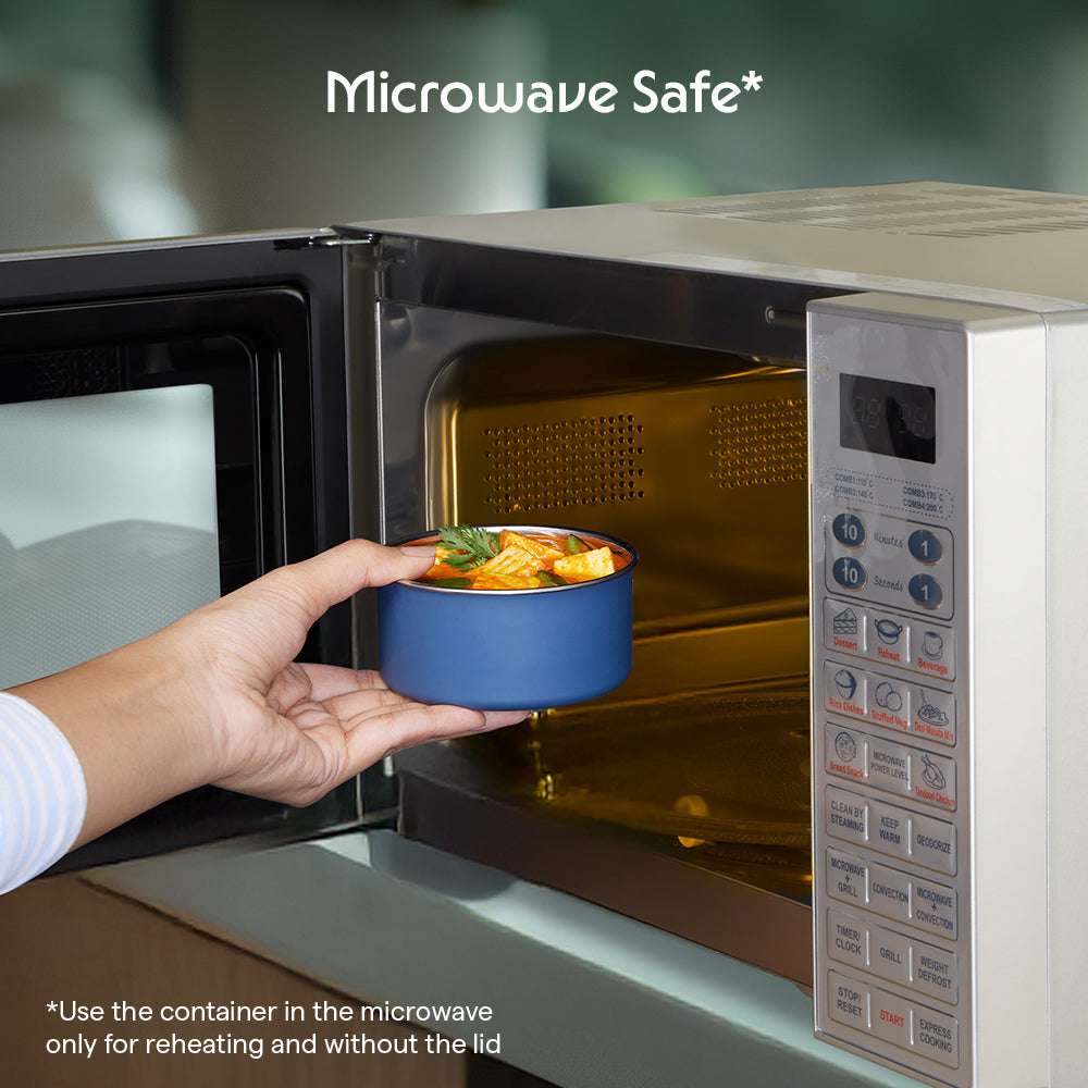 Carrymore Microwavable Round Stainless Steel Lunch Box