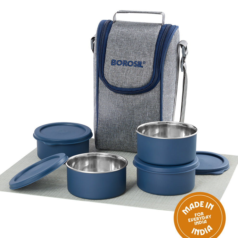 Carrymore Microwavable Round Stainless Steel Lunch Box