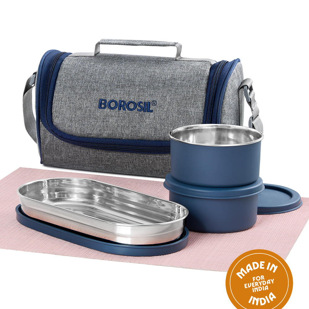 Carrymore Round Stainless Steel Lunch Box with Chappati Box