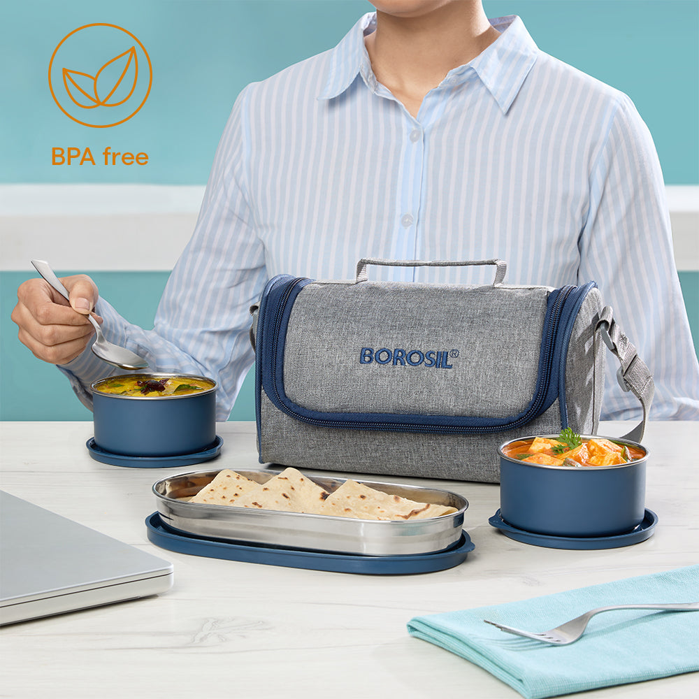 Carrymore Round Stainless Steel Lunch Box with Chappati Box