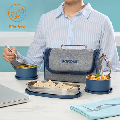 Carrymore Round Stainless Steel Lunch Box with Chappati Box