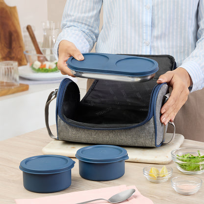 Carrymore Round Stainless Steel Lunch Box with Chappati Box