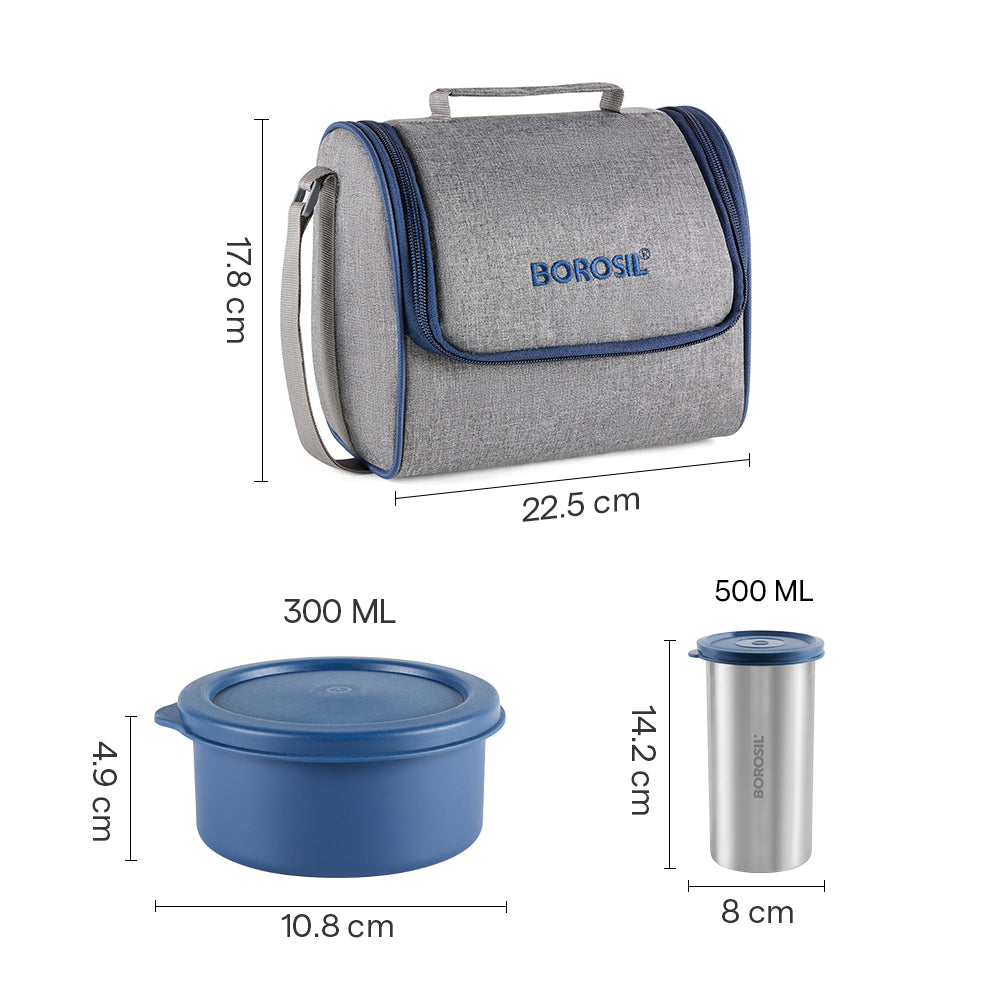 Carrymore Microwave Safe Round Stainless Steel Lunch Box with Tumbler