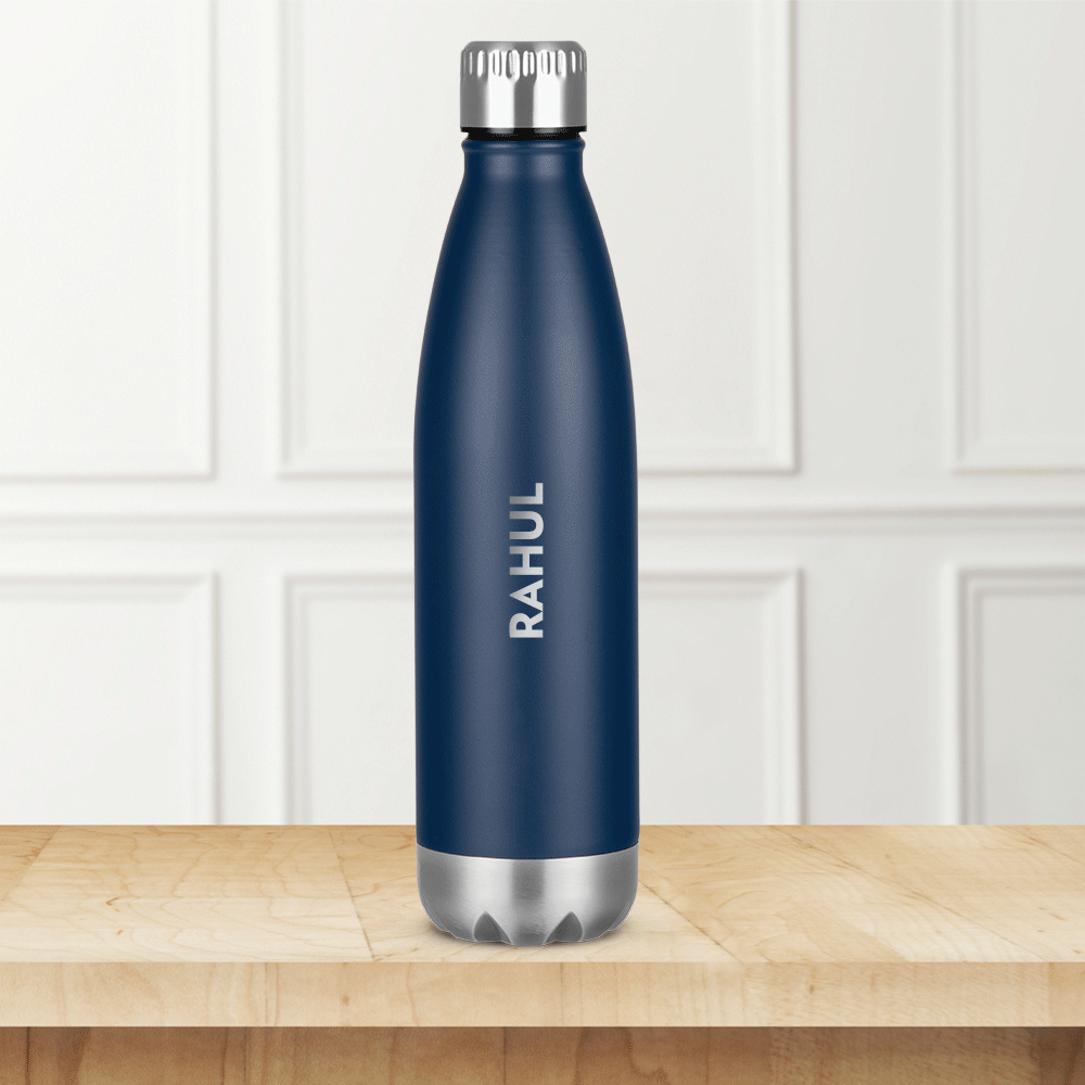 Personalised Bolt Double Wall Bottle, Blue