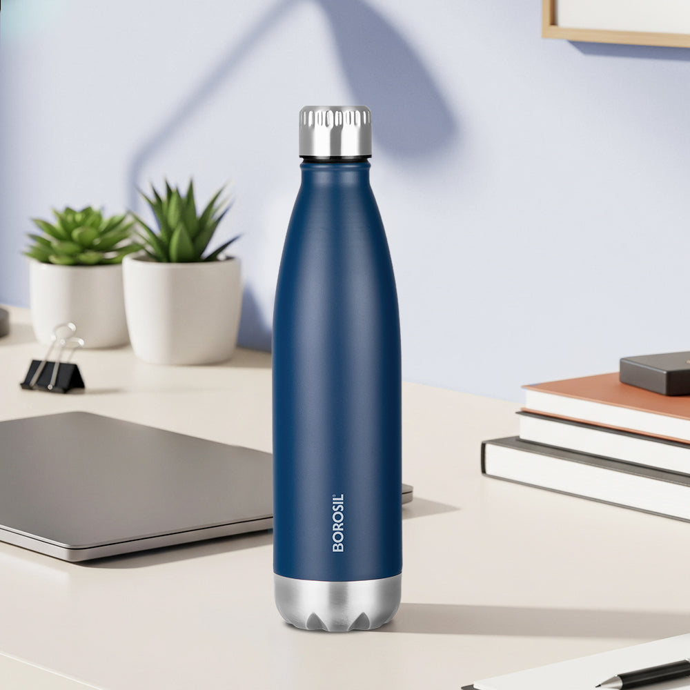 Borosil Bolt Insulated Bottle 500 ml, Blue