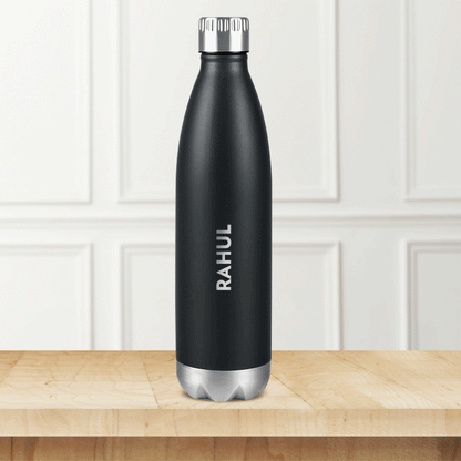 Personalised Bolt Double Wall Bottle, Matte Black