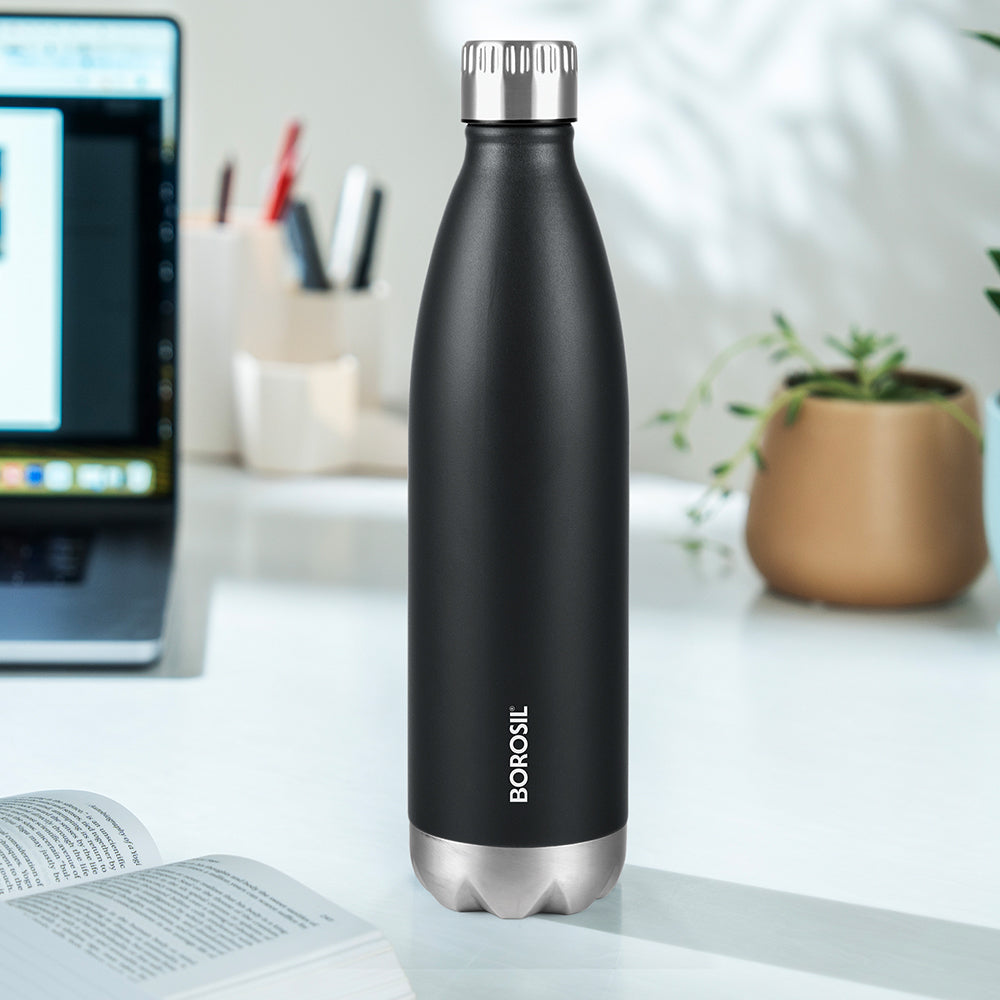 Borosil Bolt Insulated Bottle 500 ml, Matte Black