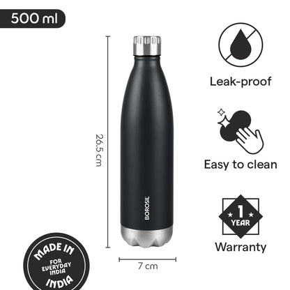 Personalised Bolt Double Wall Bottle, Matte Black