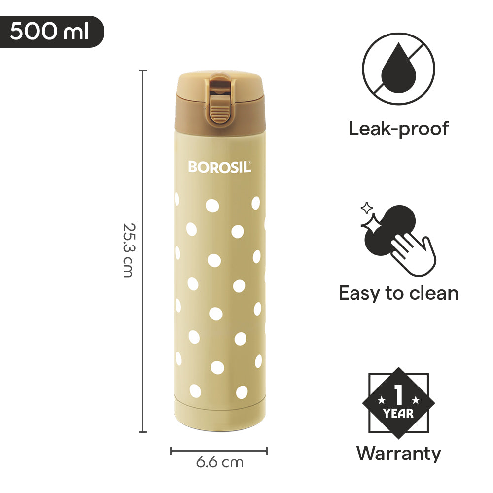 Polka Vacuum Insulated Bottle, Beige