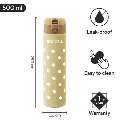 Polka Vacuum Insulated Bottle, Beige