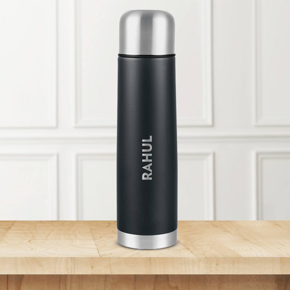 Personalised Thermo Vacuum Insulated Bottle, Matte Black