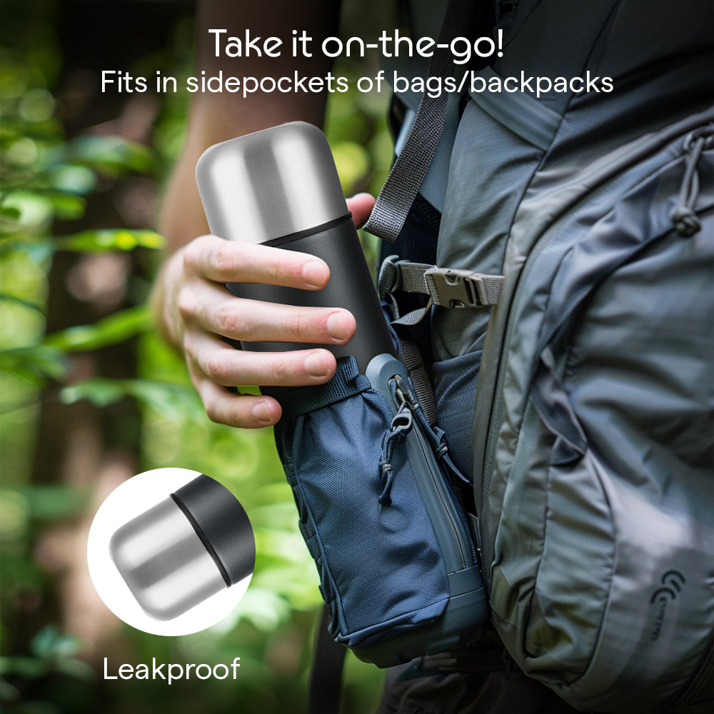 Borosil Thermo Double Wall Insulated Bottle 500ml, Matte Black