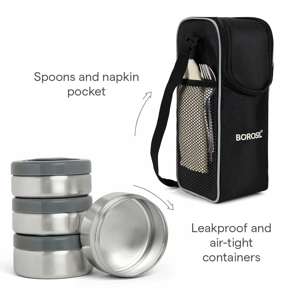 Borosil Hot n Fresh Lunchbox, 4 Containers, Personalised