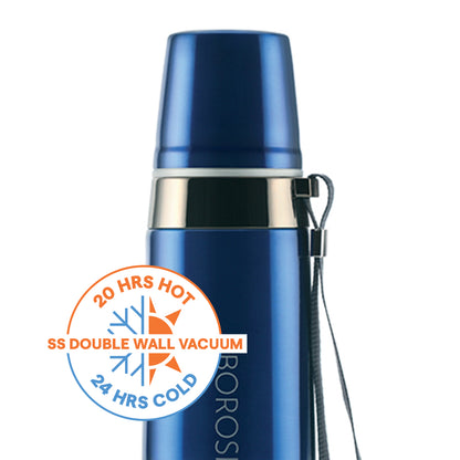 Prism Vacuum Insulated Bottle with Glass, Blue