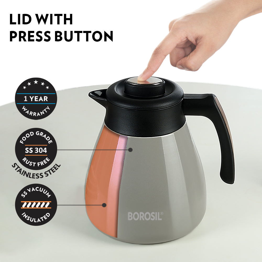 Borosil Insulated Tea Pot, Birch, 1.5L