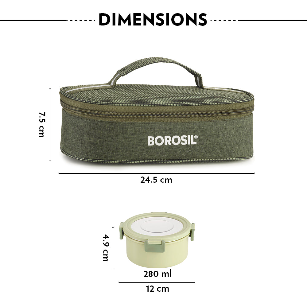 Borosil Glory Green Lunchbox, Set of 2, Flat