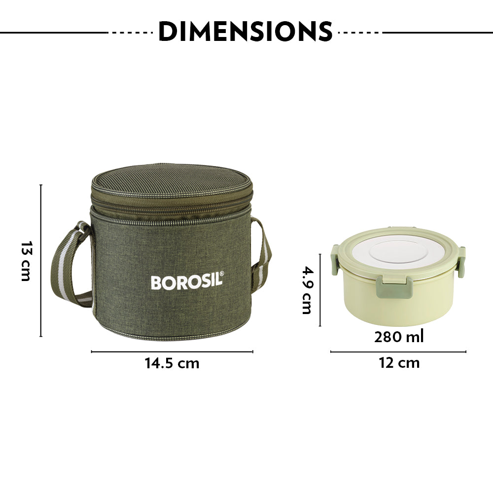 Borosil Glory Green Lunchbox Set of 2, Tall