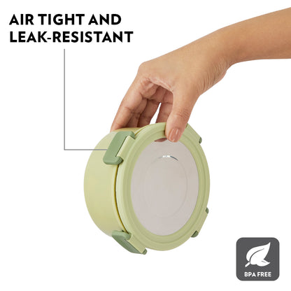 Borosil Glory Green Lunchbox Set of 2, Tall