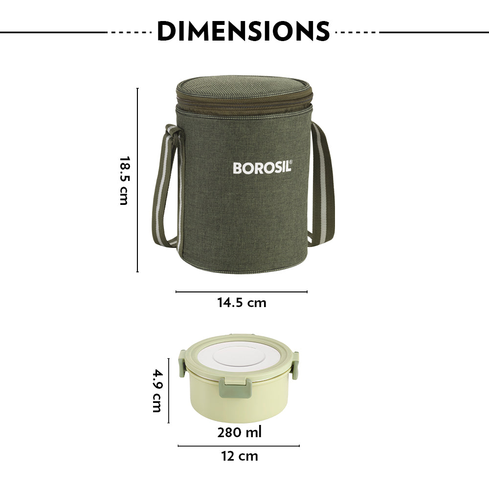 Borosil Glory Green Lunchbox, Set of 3, Tall