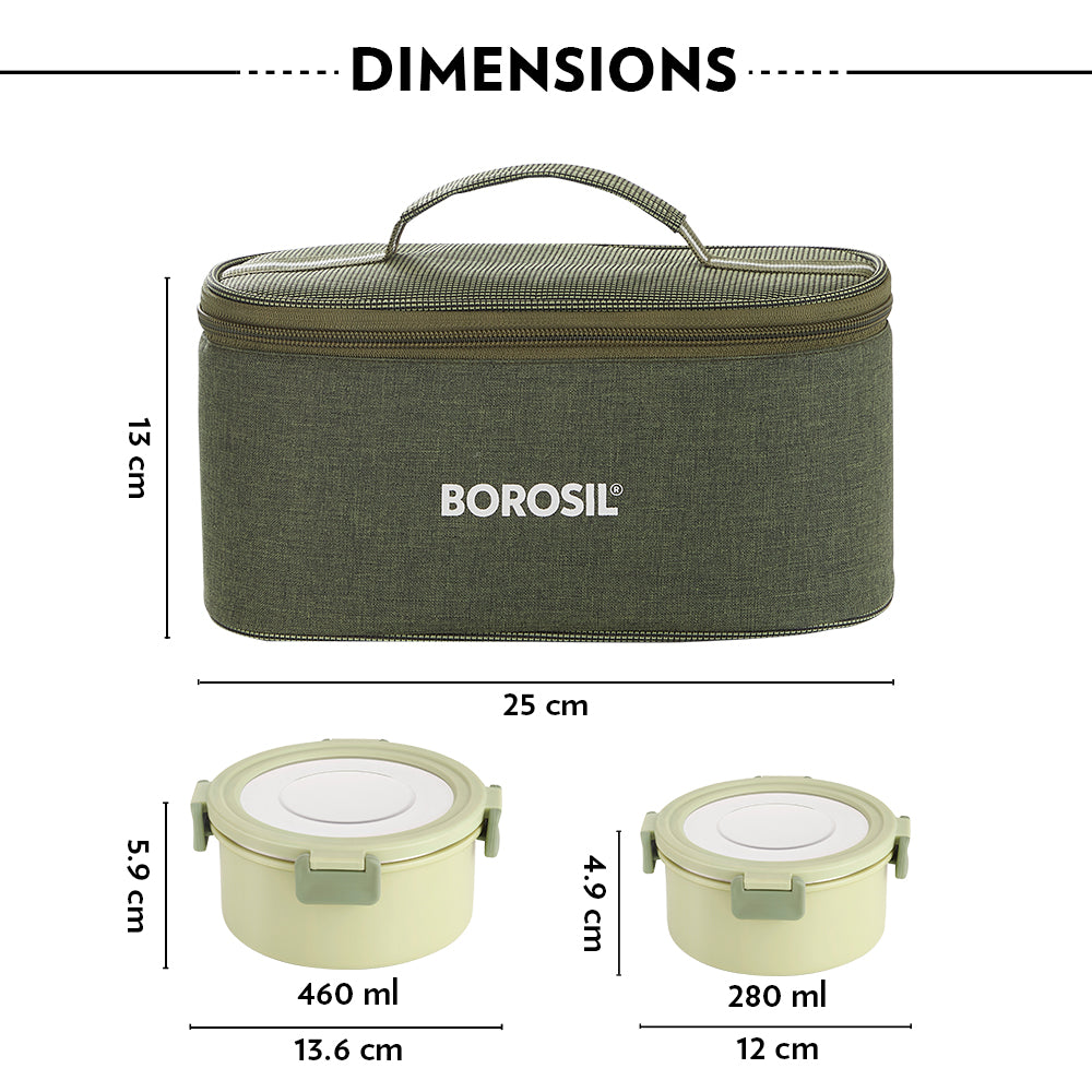 Borosil Glory Green Lunchbox, Set of 4