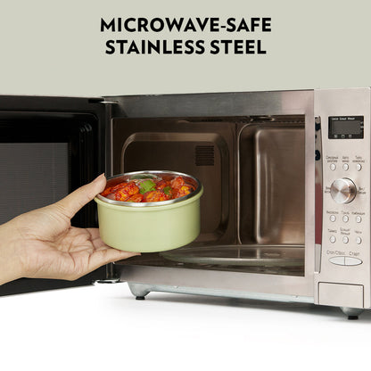 Glory Round Lunchbox with Stainless Steel Bottle, Green