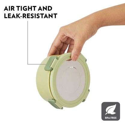 Glory Round Lunchbox with Stainless Steel Bottle, Green