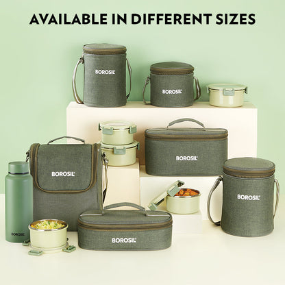 Glory Round Lunchbox with Stainless Steel Bottle, Green