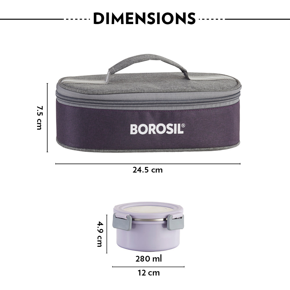 Borosil Glory Lavender Lunchbox, Set of 2, Flat