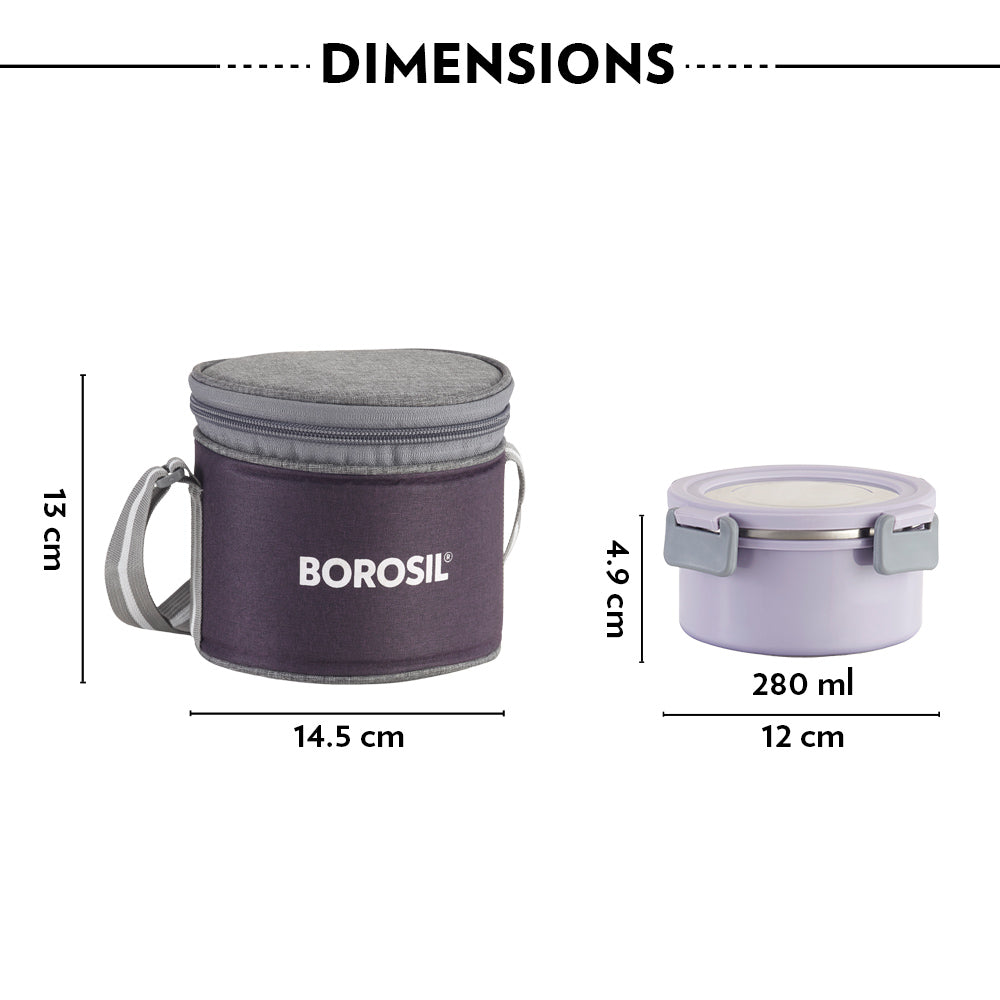 Borosil Glory Lavender Lunchbox, Set of 2, Tall