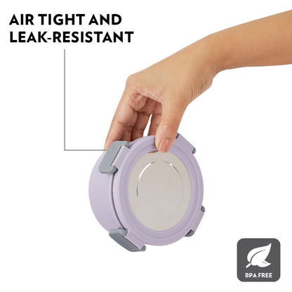 Glory Round Lunchbox with Stainless Steel Bottle, Lavender