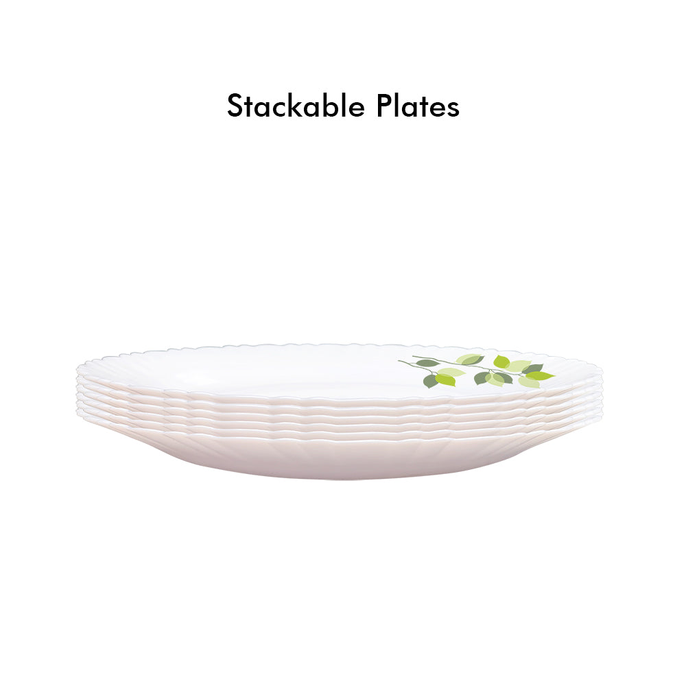 Larah by Borosil Green Leaves 19 pc Dinner Set