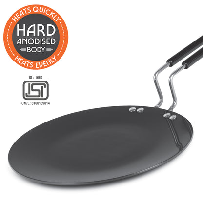 Hard Anodized Concave Tawa, 25 cm