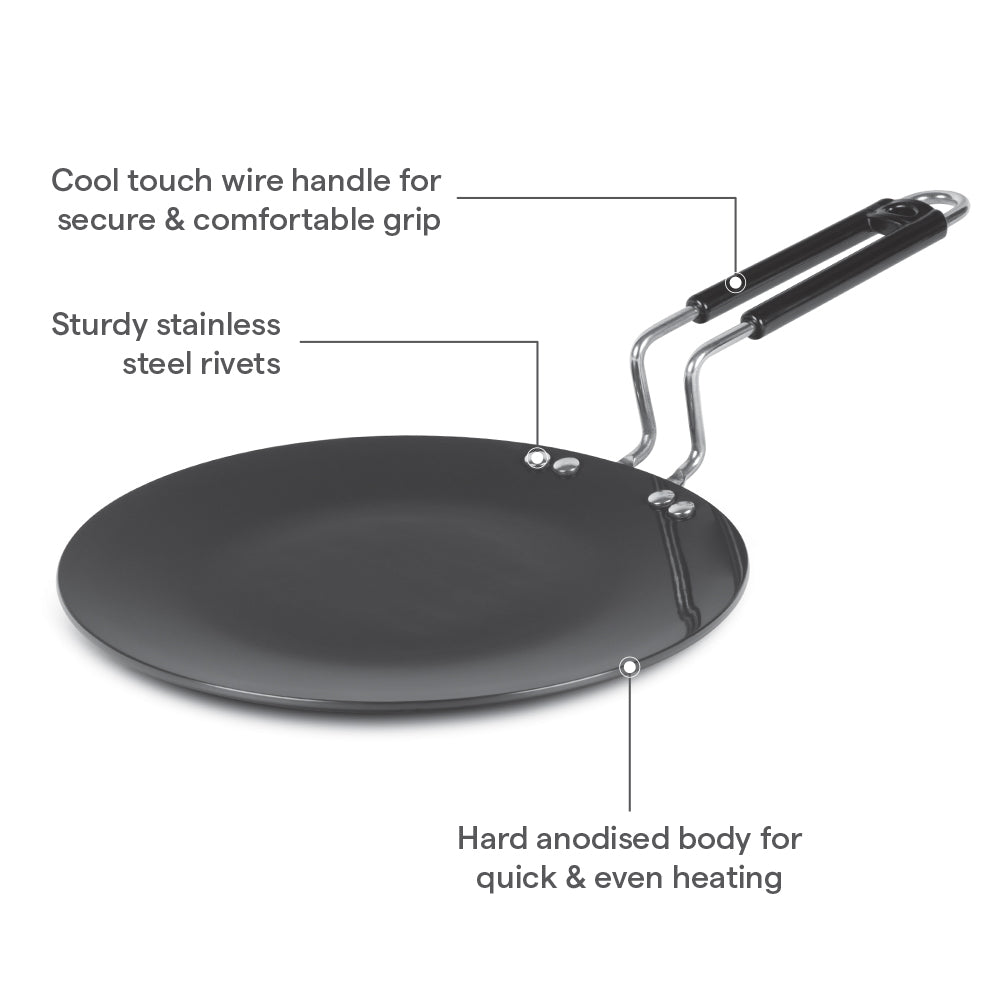 Hard Anodized Concave Tawa, 25 cm