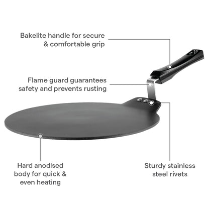 Hard Anodized Induction Base Non-Stick Dosa Tawa, 30 cm