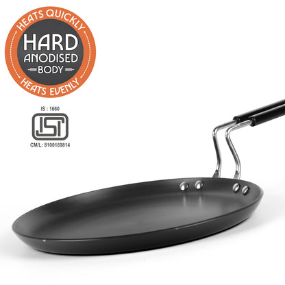 Hard Anodized Induction Base Flat Tawa, 30 cm