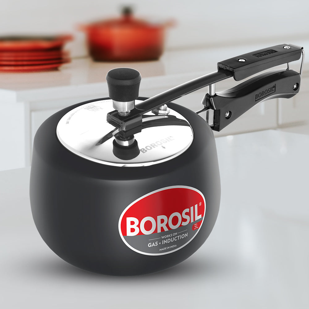 Borosil Pronto Hard Anodised Pressure Cooker, 3L